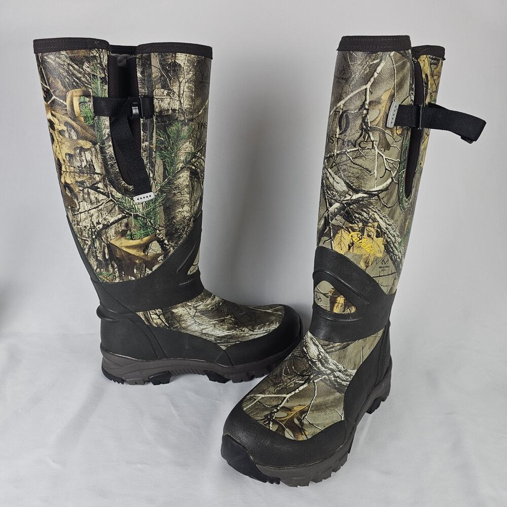 Cabelas Instinct Rubber Hunting Boots Mens 9 M Realtree Camo Waterproof 83234